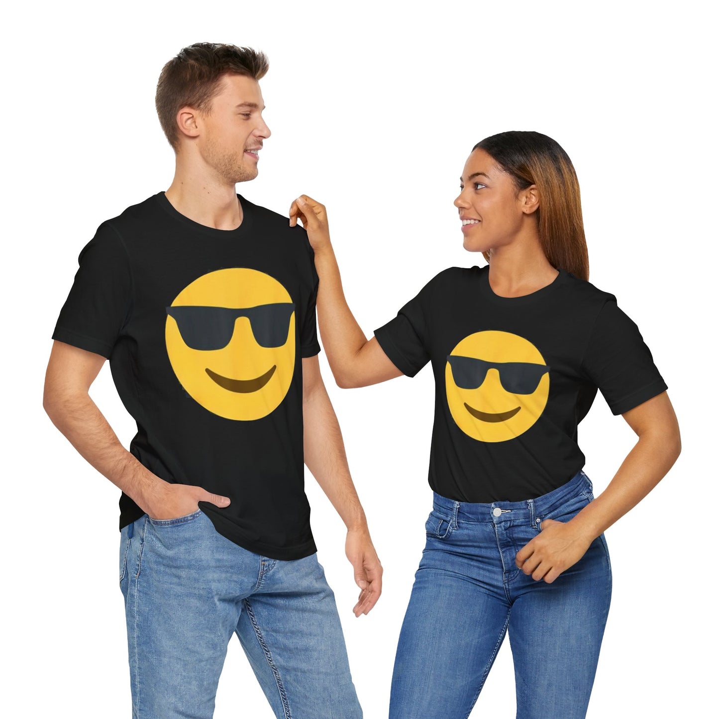 Emoji With Sunglasses - Graphic Unisex Jersey Short Sleeve Tee