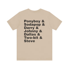 The Outsiders Shirt, Front and Back Images, Greasers Characters Shirt, Unisex Jersey Short Sleeve Tee