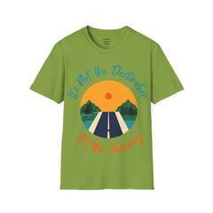 Its Not The Destination Its The Journey Retro Sunset Unisex Softstyle T-Shirt  A unique motivational expression of setting goals