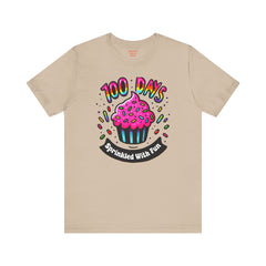100 DAYS Sprinkled With Fun - Unisex Short Sleeve Tee | Elementary School Holiday, Teacher Apparel, Kids Motivation, Days Checked Off