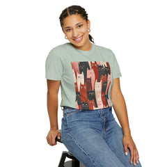 Cute Cat Print Unisex Garment-Dyed T-Shirt - Comfort Colors Soft Perfect for Animal Lovers and Casual Days