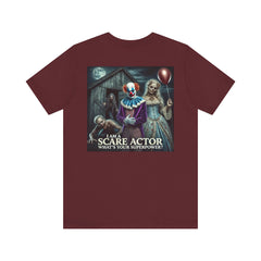 Halloween Scare Actor - Front and Back Graphic Unisex Jersey Short Sleeve Tee