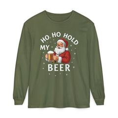 Festive Santa Claus Long Sleeve T-Shirt - "Ho Ho Hold My Beer"