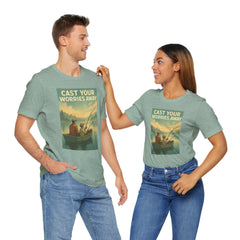 Relaxing Fishing Tee - Cast Your Worries Away, Unisex Casual Shirt, Perfect Gift for Dad, Outdoor Lovers, Fishing Trips, Summer Vibes