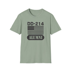 DD-214 Alumni with American Flag  Unisex Softstyle T-Shirt