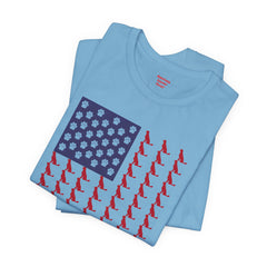 Personalized Dog Silhouette on American Flag - Tell us your dog breed, Unisex Short Sleeve Tee, Golden Retriever Silhouette Shown, Patriotic Shirt, Patriotic Pooch