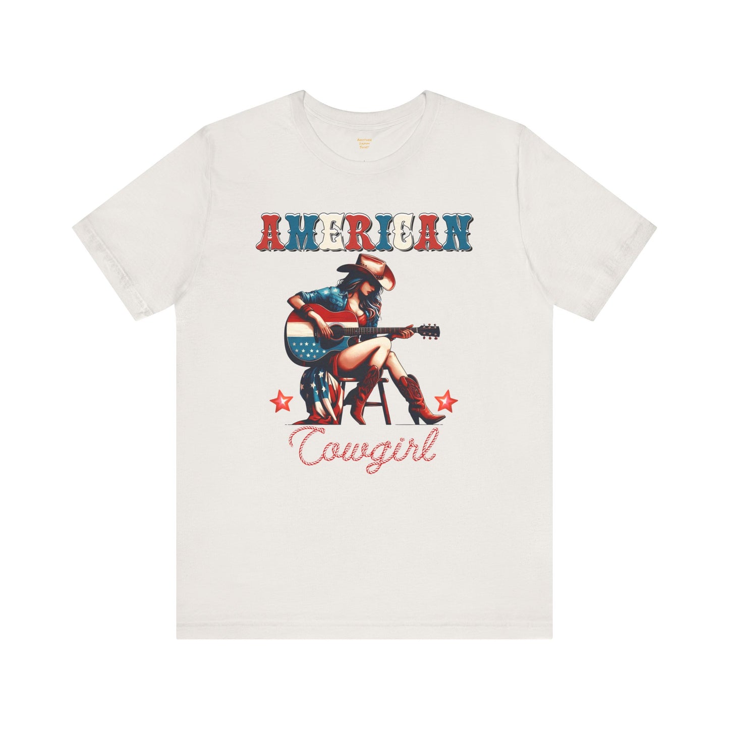 American Cowgirl, Playing Guitar Graphic, Unisex Jersey Short Sleeve Tee