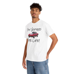 Red Corvette Summer Unisex Tee - I'm Vetted For Life Front and Back Image T Shirt