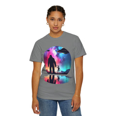 Bigfoot & Alien Nightscape T-Shirt — Sasquatch UFO Graphic Tee