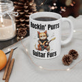 Cat lover mug, guitarist cat mug, ceramic cat mug, 11oz, 15oz, music lover gift, funny cat mug, musician gift idea, rock guitarist gift