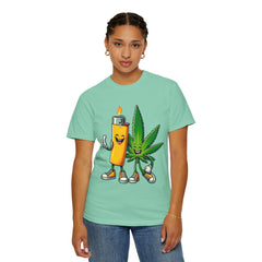 Vintage 'Lighter & Weed' Graphic T-Shirt — Relaxed Stoner/Cannabis Tee