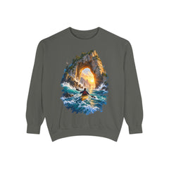 Adventure Kayak Sweatshirt — Comfort Colors Sunset Sea Arch Graphic