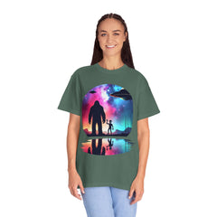 Bigfoot & Alien Nightscape T-Shirt — Sasquatch UFO Graphic Tee