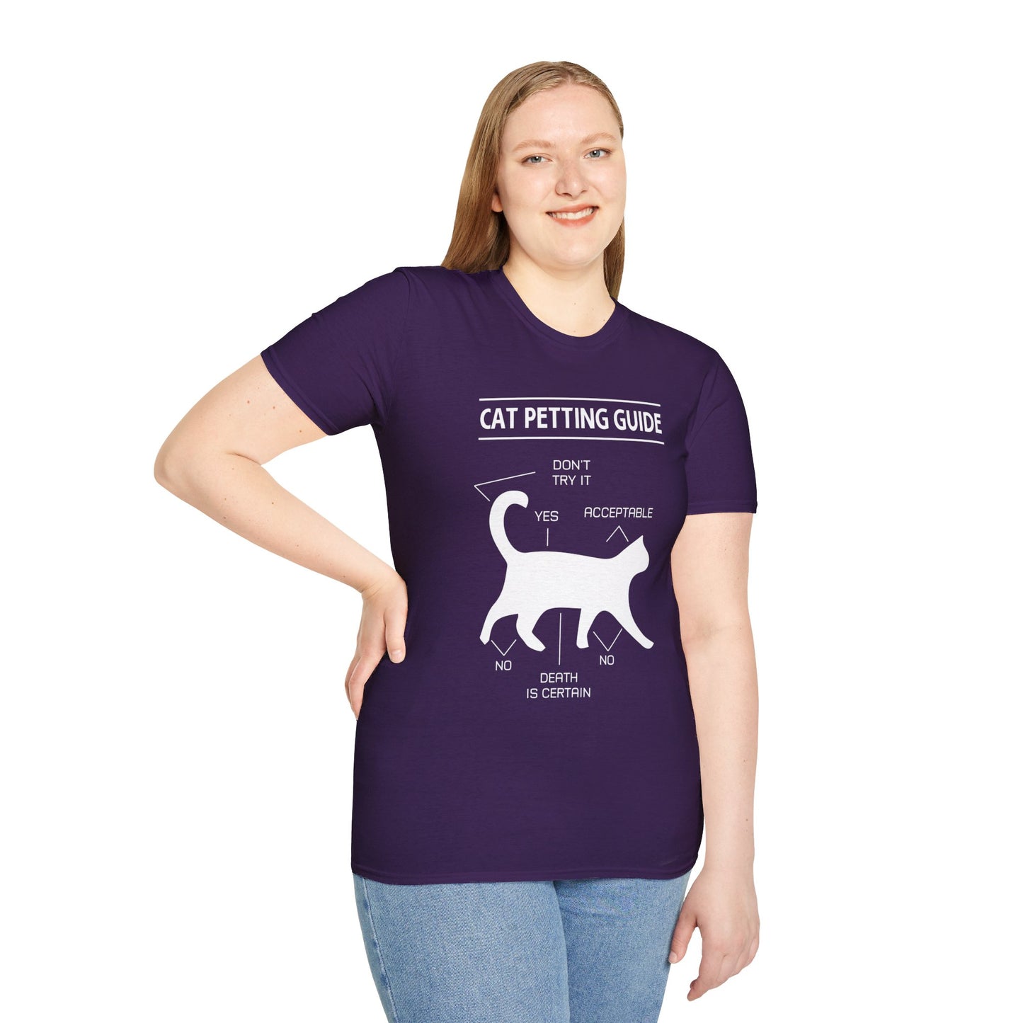 Cat Petting Guide Quote, Unisex Softstyle Graphic T-Shirt