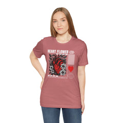 Heart Flower Tee - Nuturing Affection In The Garden Of Life - Positive Vibes Unisex Jersey Short Sleeve Tee