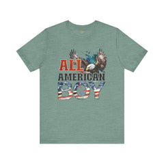 All American Boy With Eagle Graphic, Unisex Jersey Short Sleeve Tee