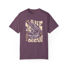 Whales, Save The Ocean -  Graphic Unisex Garment-Dyed T-shirt