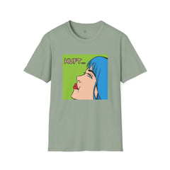 Pop Art Gal T-Shirt featuring Blue Hair and Red Lips Unisex Soft Style Shirt