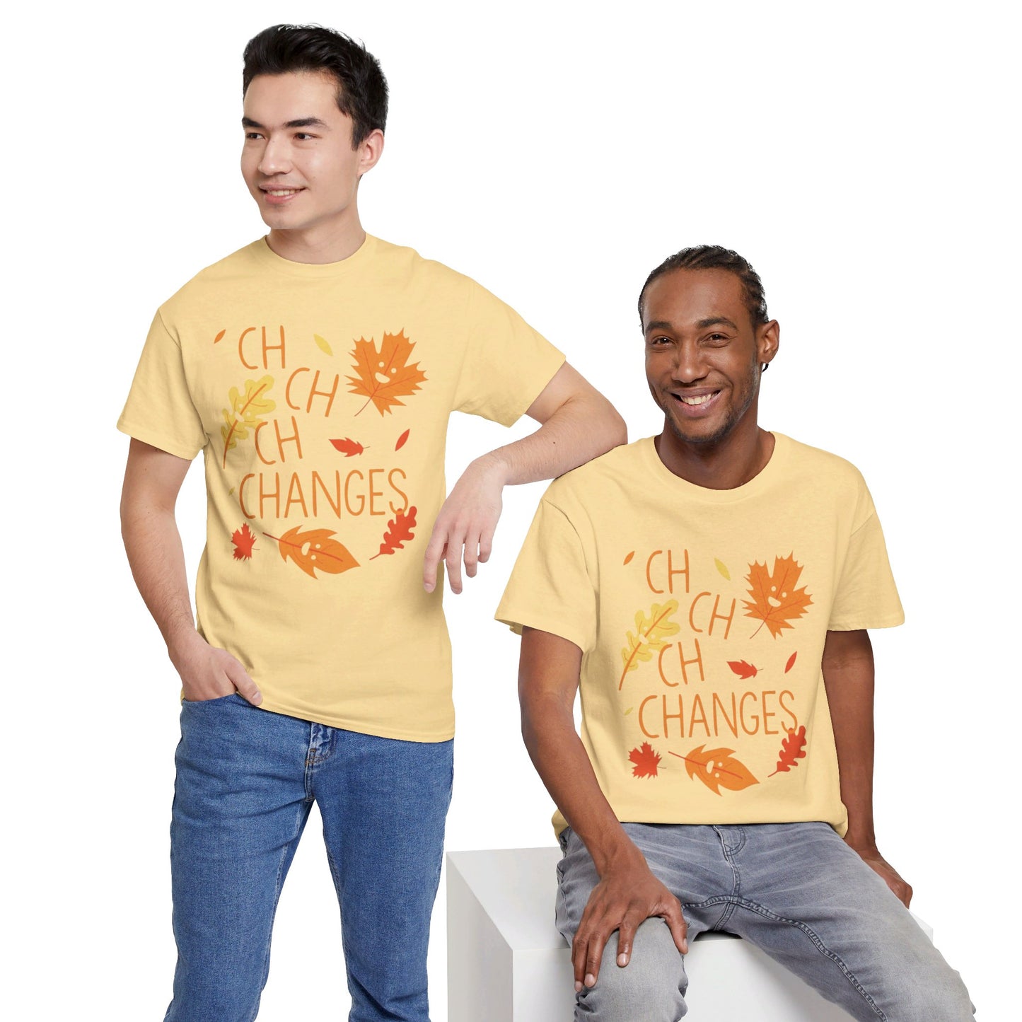 Changes Fall Leaves Graphic - Unisex Heavy Cotton Tee