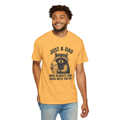 Just a Dad Raccoon T-Shirt | Garment-Dyed Tee for Father’s Day, Dad Gift, Animal Lover Shirt, Funny Dad Apparel, Gift for New Dads