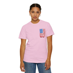 Patriotic Car Graphic Unisex T-Shirt - Vintage American Flag Design