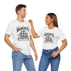 Spilling The Tea Since 1773, Sailing Ship Graphic, Unisex Jersey Short Sleeve Tee