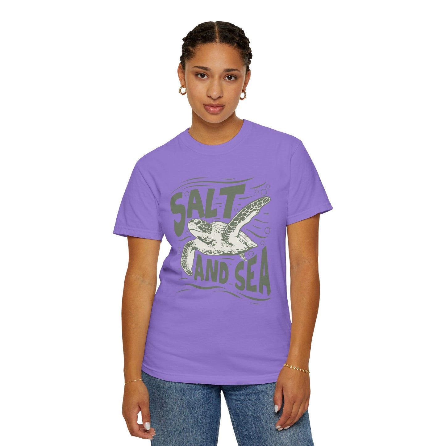 Sea Turtle, Salt And Sea -  Graphic Unisex Garment-Dyed T-shirt