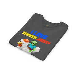 Youth I Love Chicken Jockey Tee - Fun Gamer T-Shirt for Kids