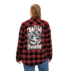 Wild Sound Wolf Guitarist Graphic - Unisex Flannel Shirt