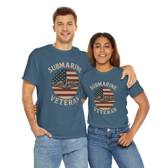 Submarine Veteran American Flag Tee | Unisex Heavy Cotton T-Shirt, Military Apparel, Veteran Gift, Patriotic Top, Casual Wear