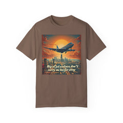 Unisex Jetliner Sunset Graphic T-Shirt - Travel Theme Tee
