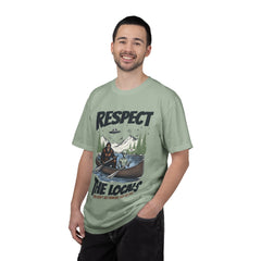 Bigfoot and Alien Outdoor Canoe Adventure - Respect The Locals T-Shirt