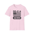 DD-214 Alumni with American Flag  Unisex Softstyle T-Shirt