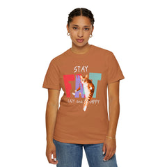 Stay Fat Lazy and Happy Cat - Graphic Unisex Garment-Dyed T-shirt