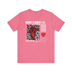 Heart Flower Tee - Nuturing Affection In The Garden Of Life - Positive Vibes Unisex Jersey Short Sleeve Tee