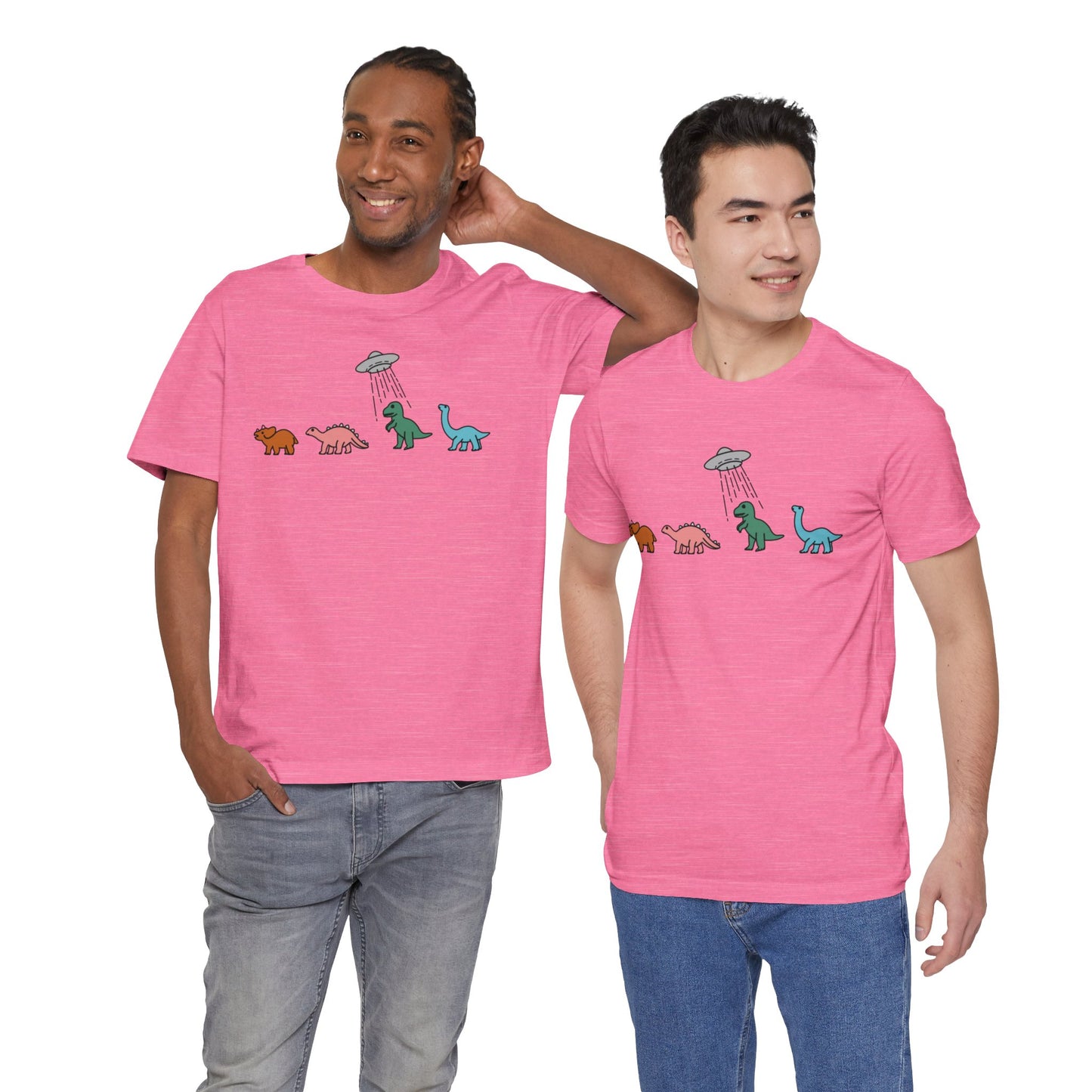 UFO and Dinosaurs Retro Unisex Jersey Short Sleeve Tee