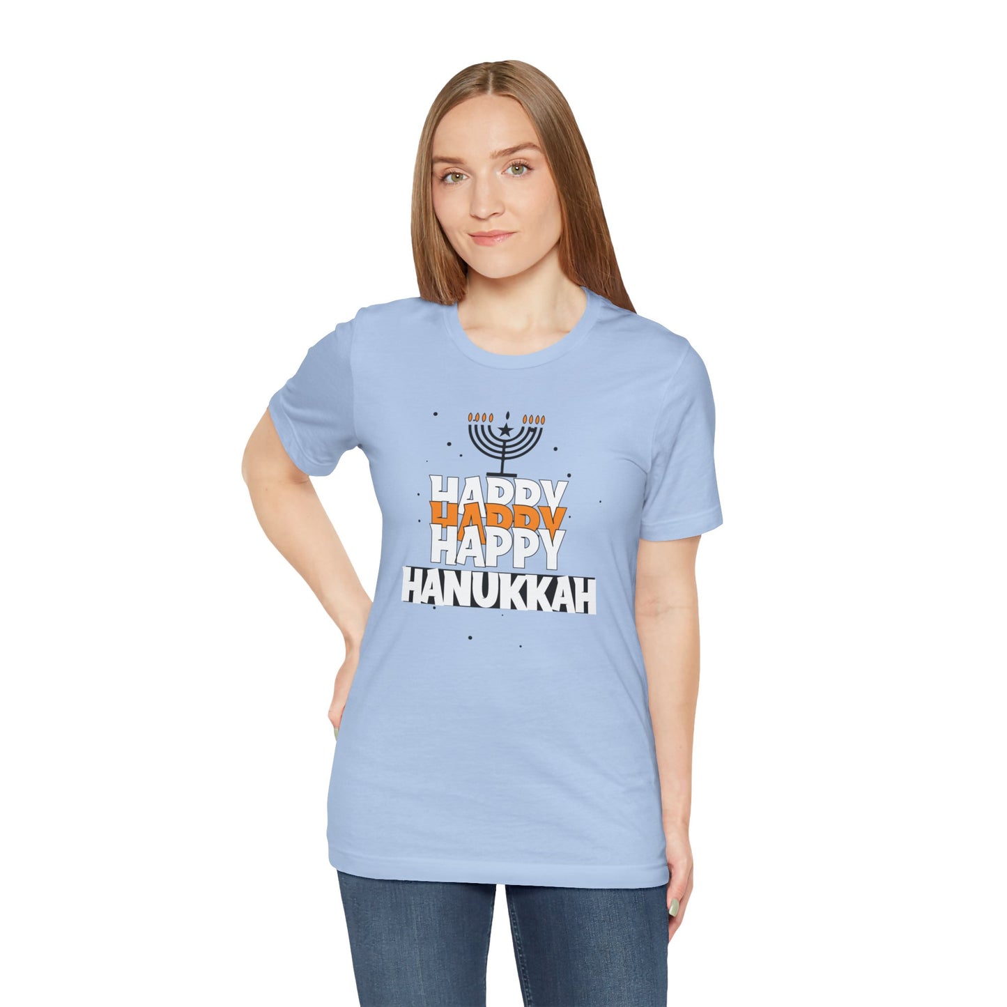 Happy Hanukkah Menorah - Unisex Jersey Short Sleeve Tee