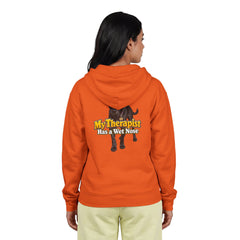 Personalized with your dogs image Zip Hoodie — "My Therapist Has a Wet Nose" Graphic