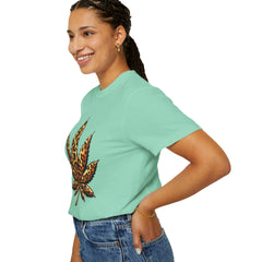 Vintage Leopard Cannabis Leaf T-shirt — Weed Lover Stoner Gift