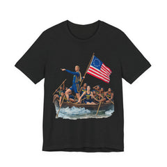 Historical Fever Patriot T‑Shirt — Revolutionary Flag Rowboat Design