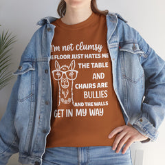 Clumsy Funny Llama Graphic Tee | Unisex Heavy Cotton Tee | Great Gift for Animal Lovers, Birthdays, Casual Wear, Humorous Gifts, Everyday Style