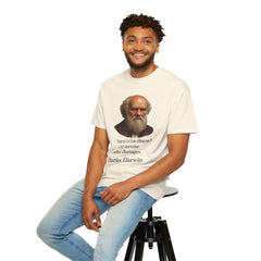 Darwin Coffee Funny T-Shirt — "Survival of the Fittest? I Barely Survive Coffee Shortages."