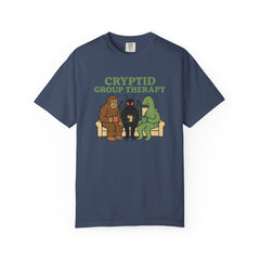 Cryptid Group Therapy Bigfoot, Mothman and Loch Nessie Unisex T-Shirt, Funny Graphic Tee, Gift for Cryptid Lovers, Quirky Casual Wear, Cool Humor Shirt