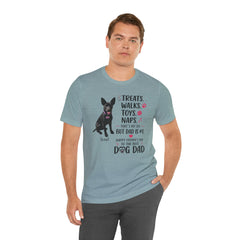Personalized Dog Dad T‑Shirt — "Treats. Walks. Toys. Naps." Father's Day Gift
