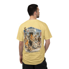 Back Graphic "Who Let the Cats Out?" Baldwin Harbor Animal Hospital Cute Vet Clinic T Shirt