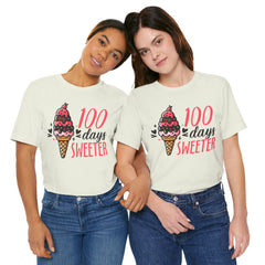 100 Days of School Unisex Tee | Elementary School, Ice Cream, Teacher Apparel