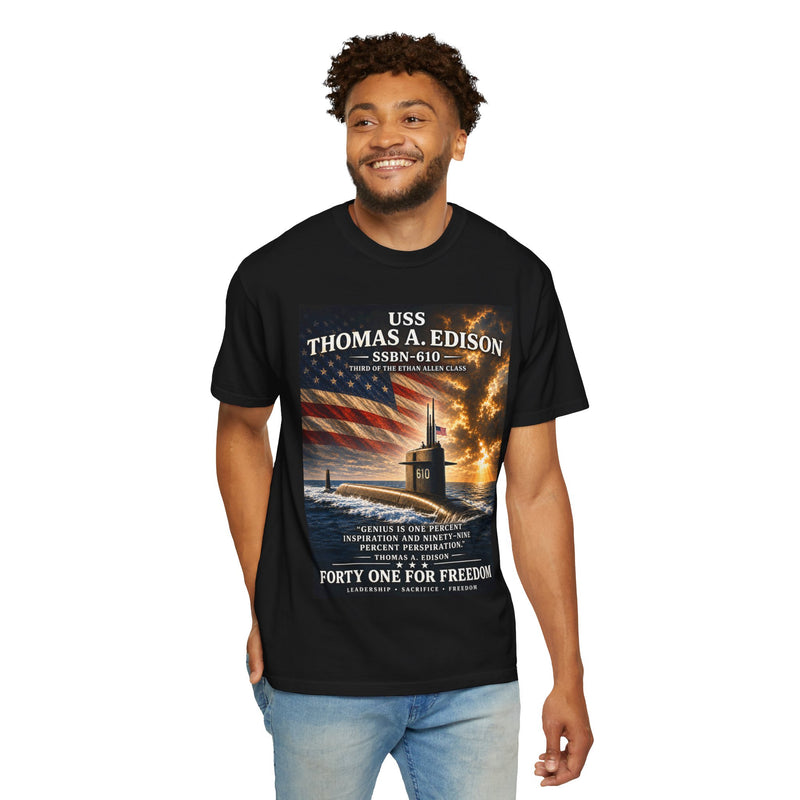 USS Thomas A Edison SSBN-610 Submarine T-Shirt — Forty One for Freedom Patriotic Crew Tee