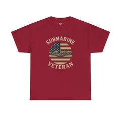Submarine Veteran American Flag Tee | Unisex Heavy Cotton T-Shirt, Military Apparel, Veteran Gift, Patriotic Top, Casual Wear