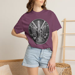 Don;t Stop Believing Subway Reflection T-Shirt — Vintage Black & White Urban Photo Tee