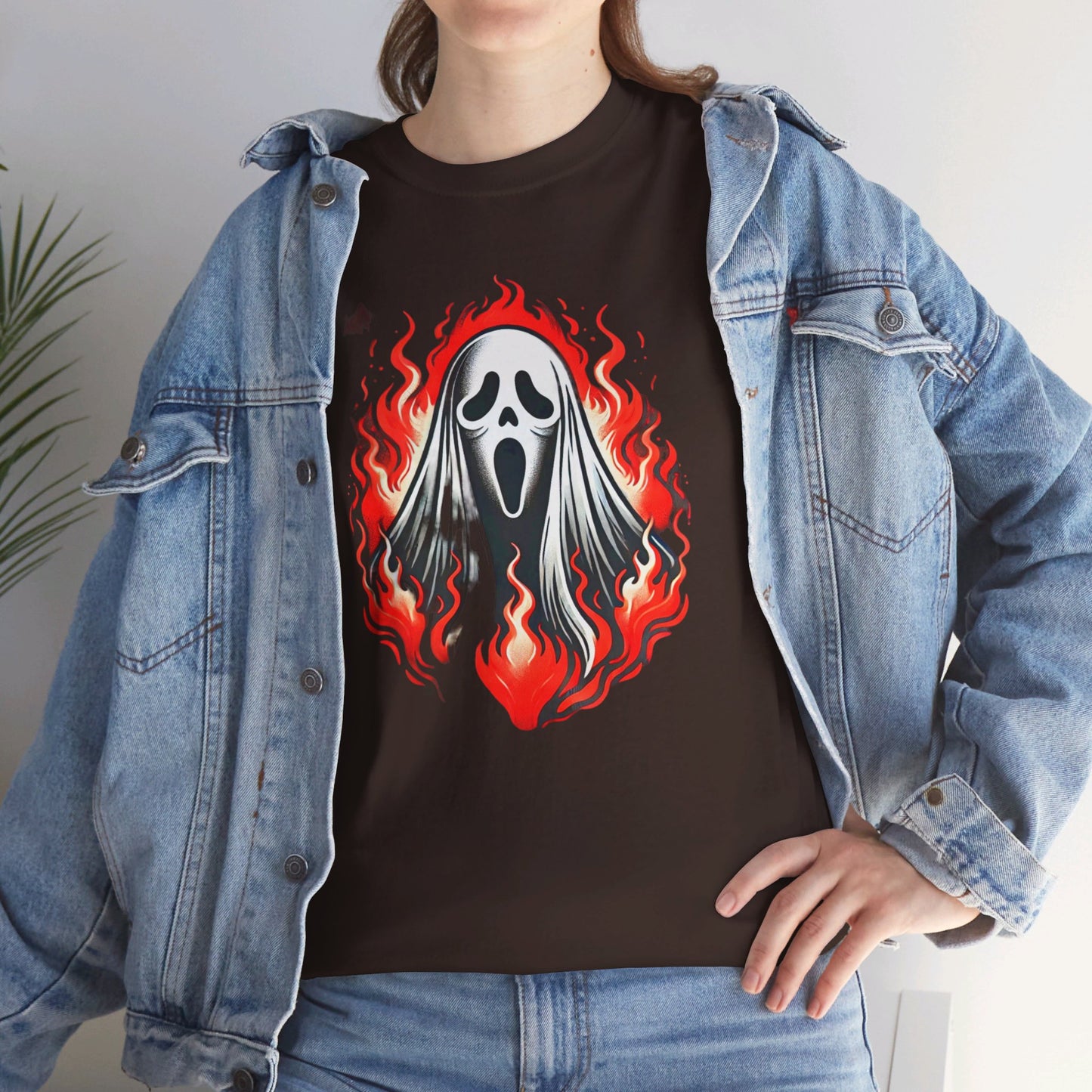 Fiery Fire Ghost - Graphic Unisex Heavy Cotton Tee